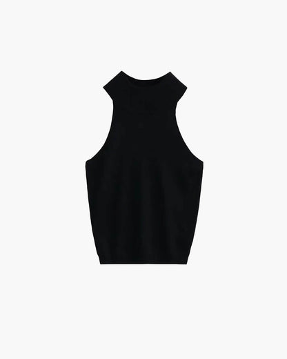 Top corto de punto sin mangas con cuello halter Nicky