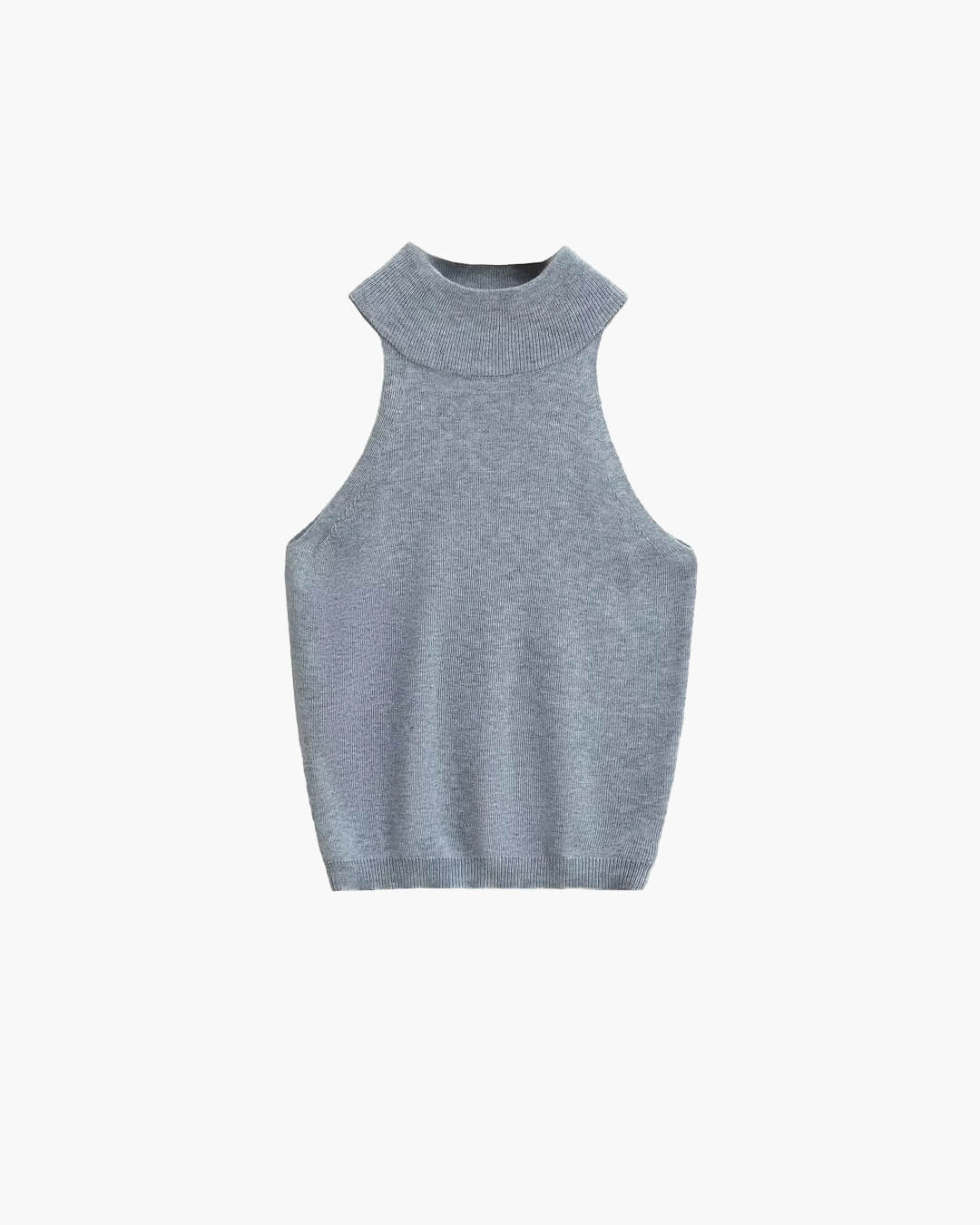 Top corto de punto sin mangas con cuello halter Nicky