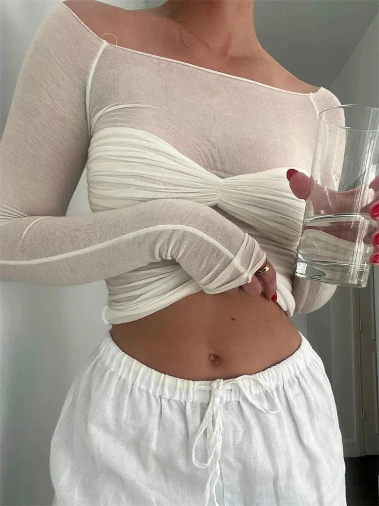 Top de malla transparente