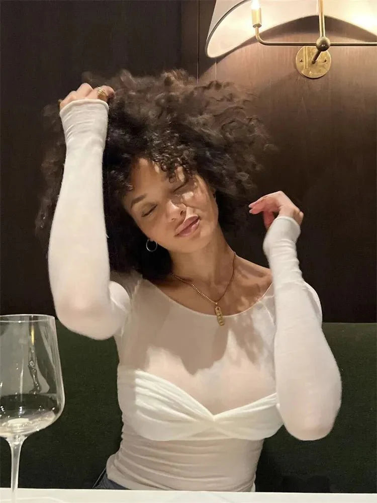 Top de malla transparente
