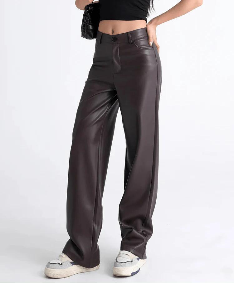 Pantalones de cuero de talle alto Giselle