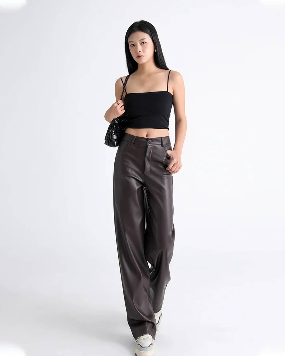 Pantalones de cuero de talle alto Giselle