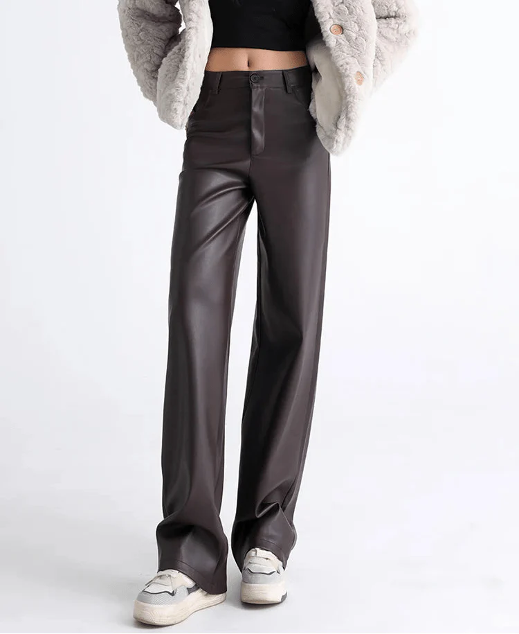 Pantalones de cuero de talle alto Giselle