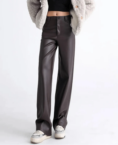 Pantalones de cuero de talle alto Giselle