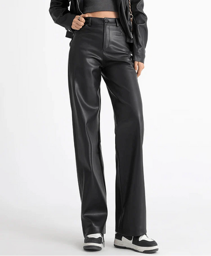 Pantalones de cuero de talle alto Giselle