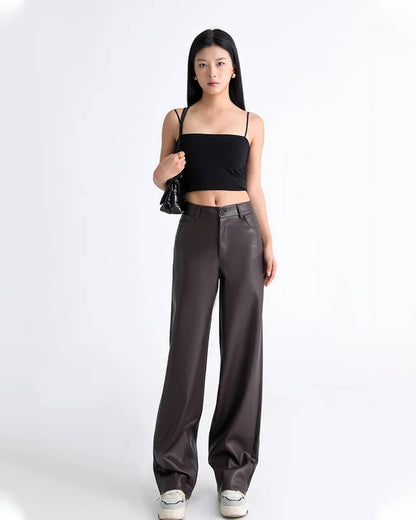 Pantalones de cuero de talle alto Giselle