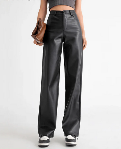Pantalones de cuero de talle alto Giselle