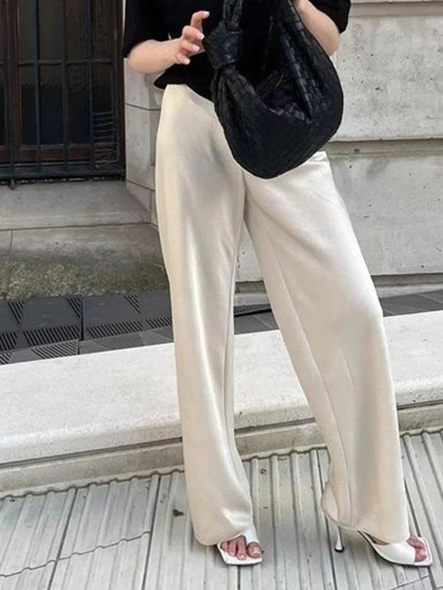 Pantalones de satén de pierna ancha Wendy