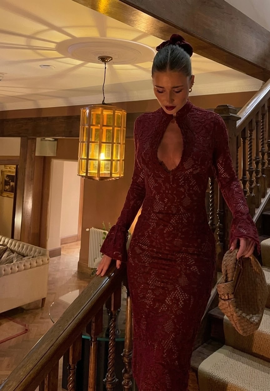 Vestido midi de Encaje