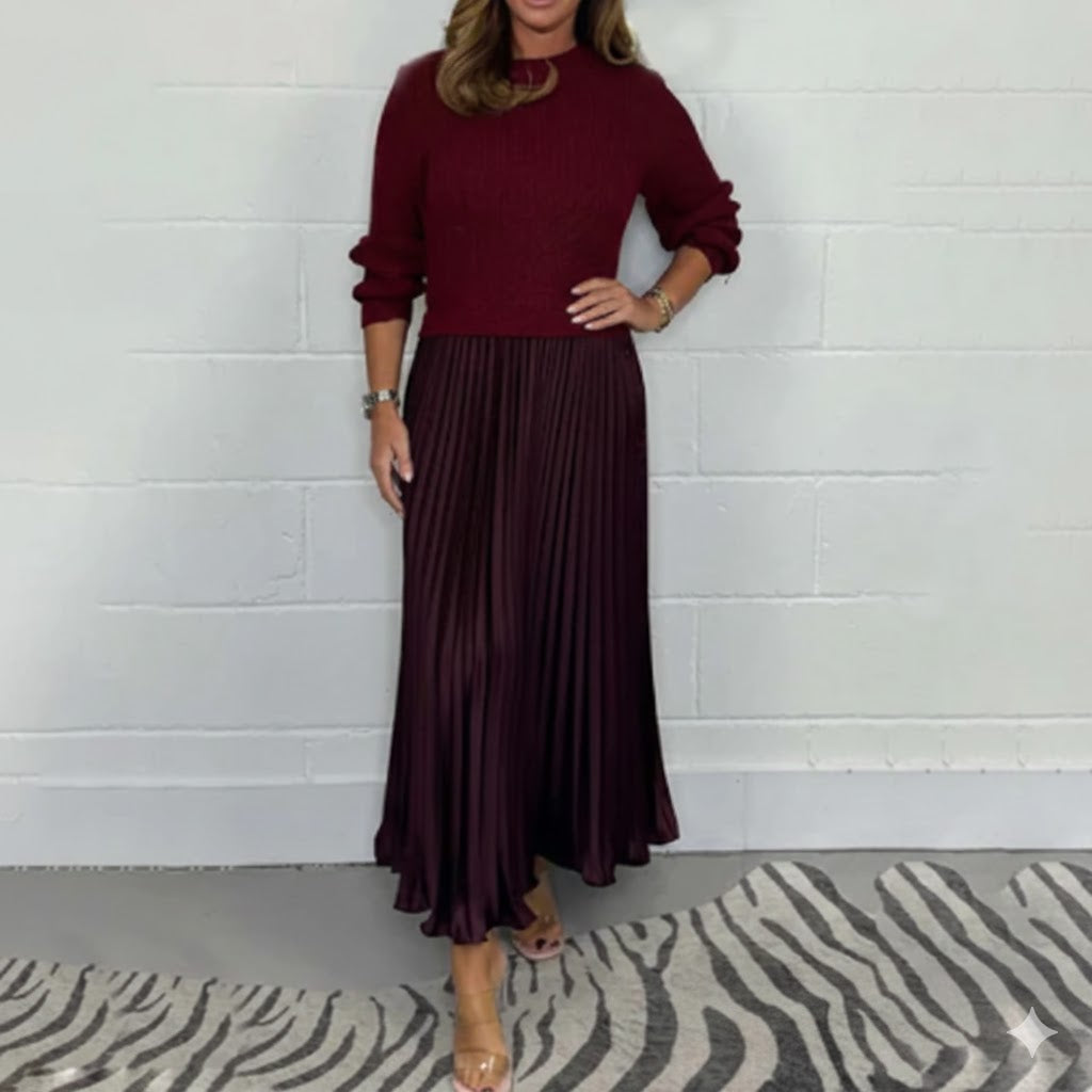 VESTIDO DE PUNTO CON FALDA PLISADA