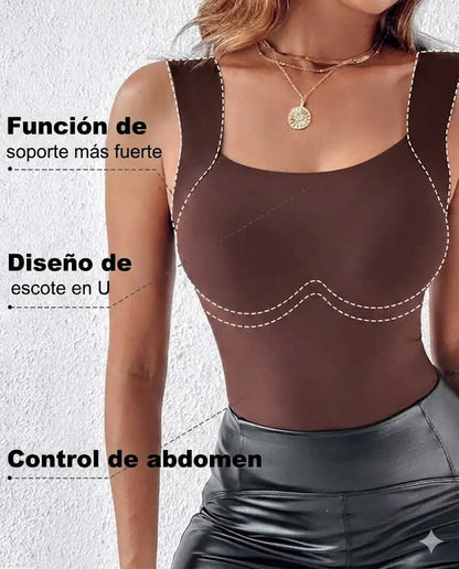 Camiseta térmica de tirantes para mujer con sujetador integrado