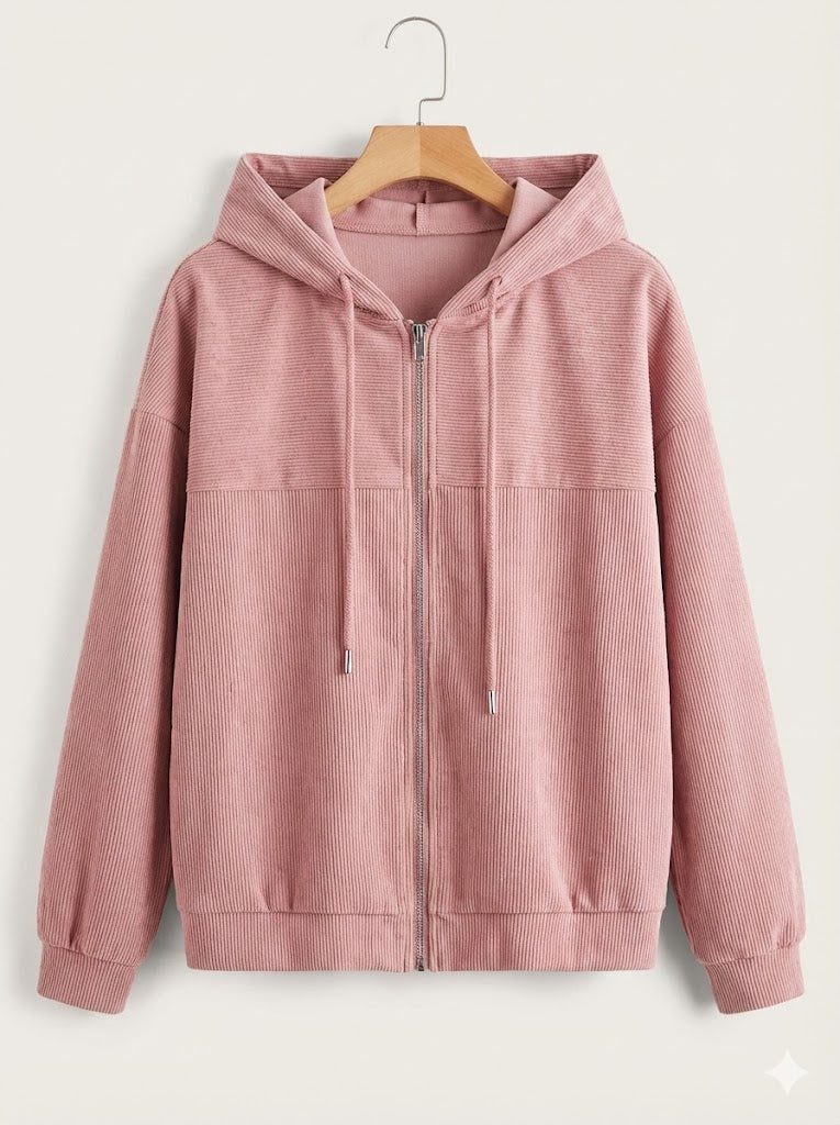 CHAQUETA DE PANA CON CAPUCHA Y CREMALLERA