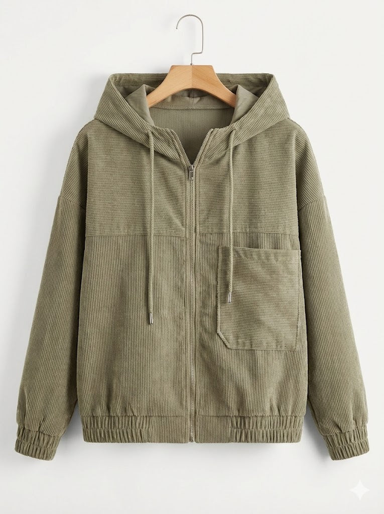 CHAQUETA DE PANA CON CAPUCHA Y CREMALLERA