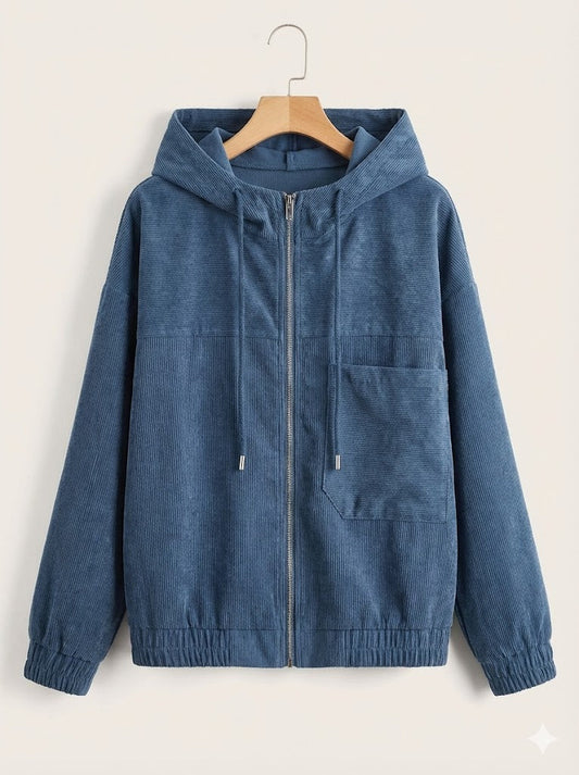 CHAQUETA DE PANA CON CAPUCHA Y CREMALLERA