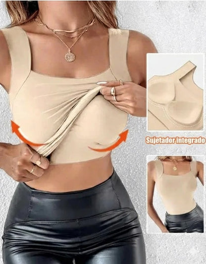 Camiseta térmica de tirantes para mujer con sujetador integrado