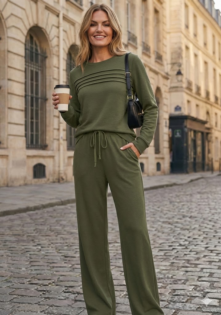 Conjunto de cuello redondo y pantalón