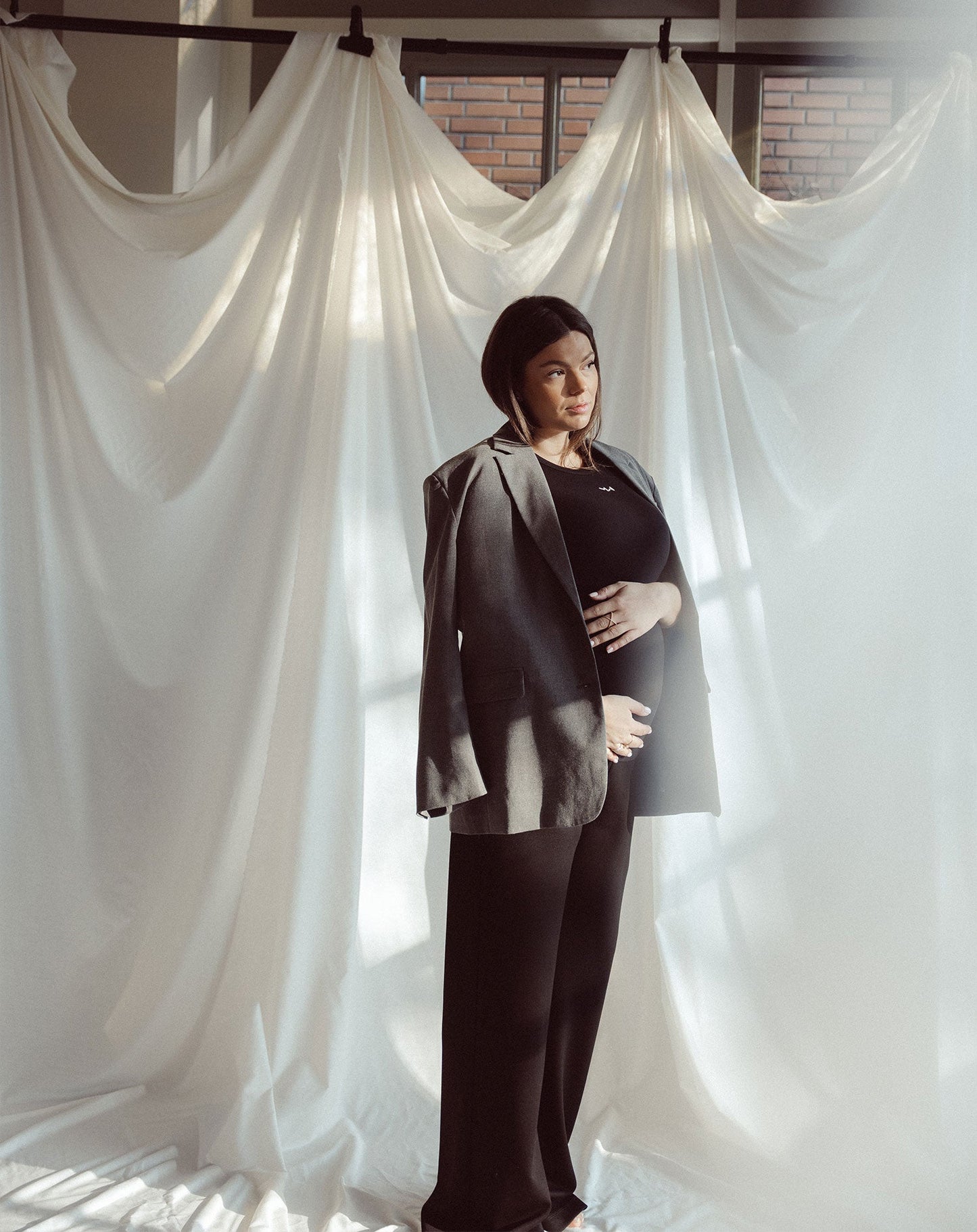 WIDE LEG PANTS MATERNITY PETITE ZWART