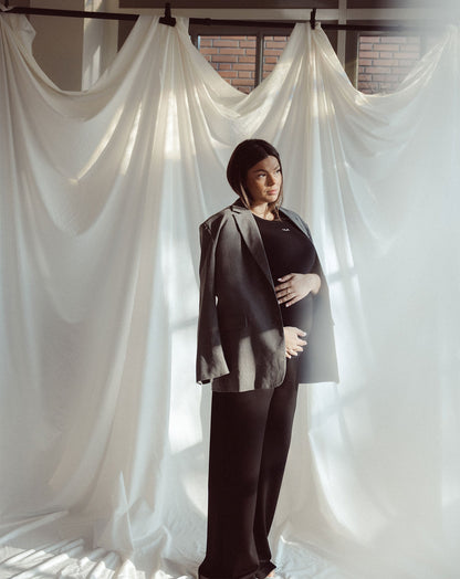 WIDE LEG PANTS MATERNITY PETITE ZWART